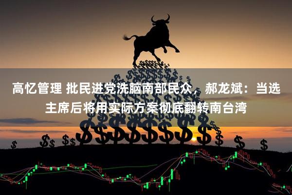 高忆管理 批民进党洗脑南部民众，郝龙斌：当选主席后将用实际方案彻底翻转南台湾